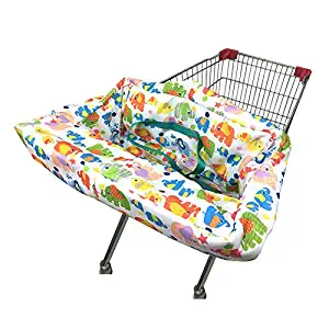 Portable Shopping Cart Cover | High Chair and Grocery Cart Covers for Babies, Kids, Infants & Toddlers ✮ Includes Free Carry Bag ✮ (Simple Elephant)