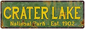 Crater Lake National Park Sign Décor Rustic Signs Cabin Decorations Outdoors Adventure Plaque Nature Tin Wall Art Home Gift 6 x 18 Matte Finish Metal 106180057025
