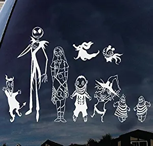 LA DECAL NIGHTMARE BEFORE CHRISTMAS JACK SKELLINGTON AND SALLY FAMILY/HALLOWEEN VINYL DECAL STICKER FOR MACBOOK/NOTEBOOK/LAPTOP/BUMPER/CAR/WINDOW/WALL