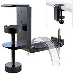 [Newest Upgrade] Foldable Headphone Stand Hanger with Cable Clip Organizer, Aluminum Headset Stand Holder Under Desk, Headphone Bracket Clamp Hook Save Space, Universal Fit PC Gaming Headsets APPHOME