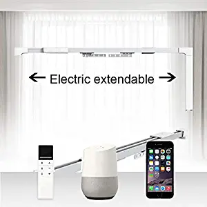 Godecco Motorized Curtains EXTENDABLE Motor Track, WiFi Smart Remote Controlled Blinds Drapery System, Length can be Customized, Compatible with Amazon Alexa, Google Home, Tuya APP (86in to 158in)
