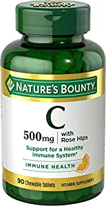 Nature's Bounty Vitamin C Supplement, Supports Immune Health, 500mg, 90 Chewable Tablets, 3 Pack