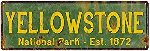 Yellowstone National Park Sign Décor Rustic Signs Cabin Decorations Outdoors Adventure Plaque Nature Tin Wall Art Home Gift 6 x 18 High Gloss Metal 206180057032