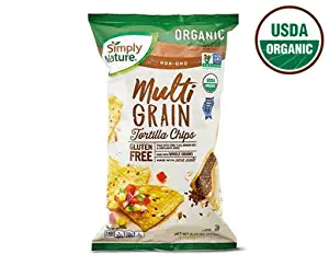 Simply Nature USDA Organic Gluten Free Multigrain Corn, Flax, Brown Rice, & Sunflower Seeds Tortilla Chips with Sea Salt - 8.25 oz Bag