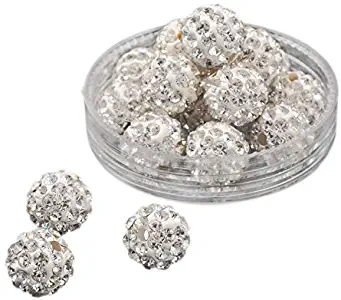 Pandahall 100 Pcs 10mm Crystal Pave Disco Ball Clay Beads, Polymer Clay Rhinestone Beads Round Charms Jewelry Makings