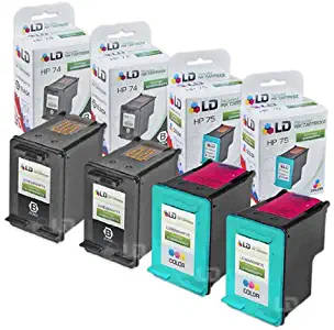 LD Remanufactured Ink Cartridge Replacements for HP 74 & HP 75 (2 Black, 2 Color, 4-Pack)