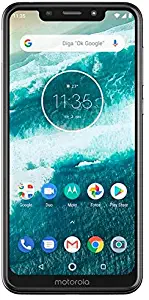 Moto One with Android One (64 GB) 5.9" Max Vision HD+, NFC, Dual Rear Camera, Dual SIM GSM Unlocked Smartphone (International Version) (White, 64GB + 64GB SD Bundle)