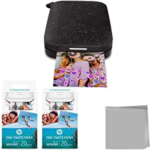 HP Sprocket Portable Photo Printer (2nd Edition) Bundle (Black) + 50 Prints