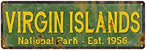Virgin Islands National Park Sign Décor Rustic Signs Cabin Decorations Outdoors Adventure Plaque Nature Tin Wall Art Home Gift 6 x 18 High Gloss Metal 206180057046
