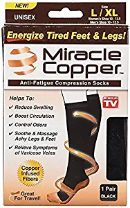 Miracle Copper Anti-Fatigue Compression Socks (Large/Extra Large) 2 Packs