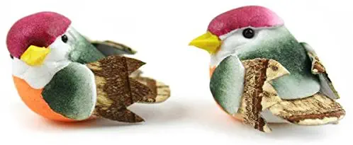 Touch of Nature 1.5" Peach/Moss, 2pc Mini Bird