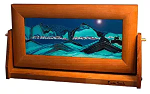 Exotic Sands Art in Motion Md21 - Colored Sandscapes - Made in USA Medium Cherry Frame (Ocean Blue)