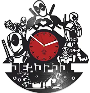 Kovides Deadpool Clock, Ryan Reynolds Film Hero, Vinyl Record Clock, Best Gift for Fans, Vinyl Wall Clock, Home Decor, Comics Marvel DC Movie, Silent Mechanism, Wall Art Decor