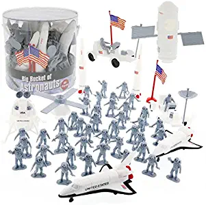 SCS Direct Space and Astronaut Toy Action Figures - Big Bucket of Astronauts - Huge 60 Pc Set