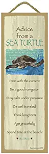 SJT ENTERPRISES, INC. Advice from a Sea Turtle Primitive Wood Plaque Sign, 5" x 15" - Licensed from Ilan Shamir and Your True Nature (SJT69709)