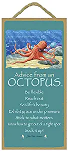 SJT ENTERPRISES, INC. Advice from an Octopus / 5" x 10" Wood Plaque, Sign - Licensed from Your True Nature (SJT67295)