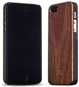 Woodcessories - Case Compatible with iPhone 5/ 5s / SE (2016) of Real Wood, EcoCase Classic (Walnut/Black)