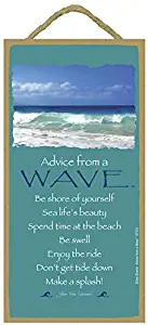 SJT ENTERPRISES, INC. Advice from a Wave / 5" x 10" Wood Plaque, Sign - Licensed from Your True Nature (SJT67310)