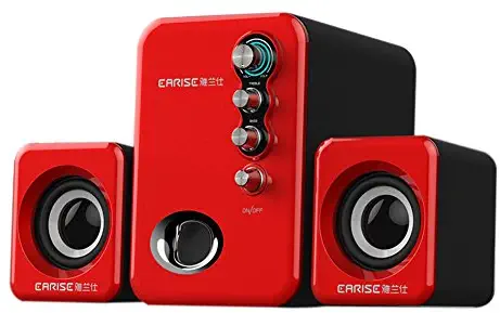 EARISE Q8 USB Powered 2.1 Stereo Computer Speakers with Subwoofer Red