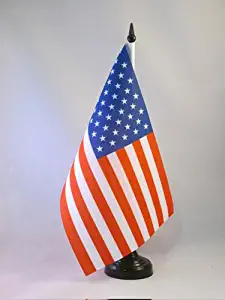 AZ FLAG United States Table Flag 5'' x 8'' - USA - US - American Desk Flag 21 x 14 cm - Black Plastic Stick and Base