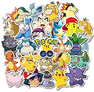 Anime Pokemon Pikachu Stickers for Laptop Skateboard Surfboard Water Bottle Computer Mac Pad Luggage Stickers for Kids Toddlers Children Teen