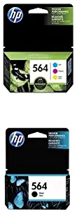 HP 564 Cyan, Magenta & Yellow Original Ink Cartridges, 3 pack (N9H57FN) and HP 564 Black Original Ink Cartridge (CB316WN) Bundle