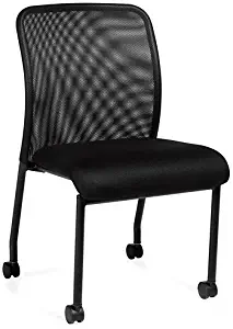 Atwater Mesh Back Armless Guest Chair with Casters Black Mesh/Black Frame