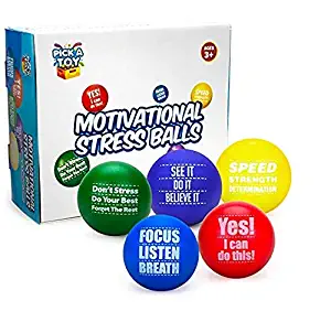 Pick A Toy Motivational Stress Balls for Kids and Adults (5-Pack) Promote Anxiety and Stress Relief | Motivate and Inspire Students, Staff, Teams | Squishy, Assorted Colors