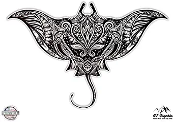 GT Graphics Manta Ray Beautiful Mandala Henna Style - Vinyl Sticker Waterproof Decal