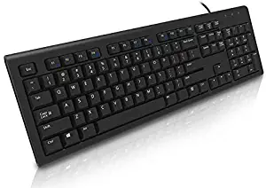 French European AZERTY Wired USB Black Computer Keyboard (Black with White Letters)