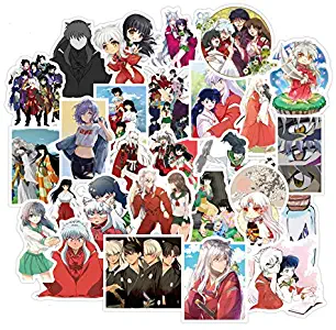 50pcs Inuyasha Stickers Laptop Water Bottles Computers Phone Skateboard Hydroflasks Cartoon Classic Japanese Anime Vinyl Sticker Waterproof Aesthetic Trendy Decals for Teens Boys Girls Adults