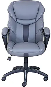 Dormeo Espo Octaspring Bonded Leather Managers Office Chair, Fixed Arms, Gray (47055) Gray/Silver