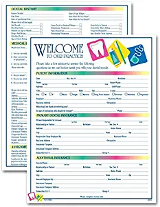 Two-Sided Dental Icon Design Registration & History Form, 3 Pads, 100 Forms Per Pad, English