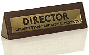 Boxer Gifts ‘Director Of Unnecessary Projects’ Novelty Wooden Desk Warning Sign | Funny Office Humor Gift For Colleague Or Boss | 4.5cm x 17.5cm