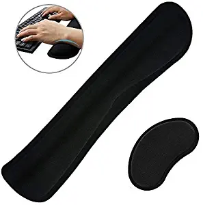 URMI Keyboard Wrist Rest Pad Upgraded Superfine Fiber Mouse Wrist Rest Support Pad Set Ergonomic Gel Memory Foam for Mac Computer Laptop Working Gaming Office, Easy Typing, Wrist Pain Relief