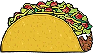 Divine Designs Simple Hard Shell Taco Cartoon Vinyl Decal Sticker (4" Wide)