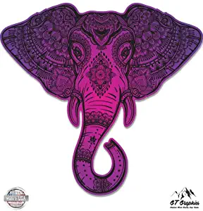 GT Graphics Elephant Purple Henna Indian Mandala - Vinyl Sticker Waterproof Decal