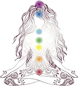 Delicate Yoga Yoji Woman with Henna and Rainbow Shakras Vinyl Decal Sticker (4" Tall)