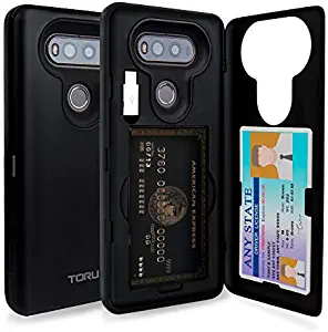 TORU CX PRO LG V20 Wallet Case with Hidden ID Slot Credit Card Holder Hard Cover, Mirror & USB Adapter for LG V20 - Matte Black