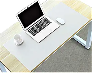 Desk Mat Blotter Table Protector Pad on Top of Office Desks Laptop Computer Desktop Accessory Decoration Cover Under Keyboard Large Mousepad Pads for Men Girl Women Kids PU Leather White 16 x 32 Inch