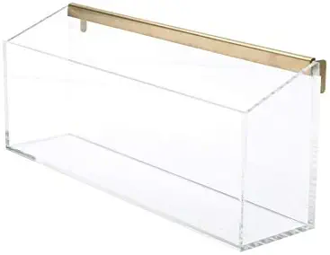 Russell+hazelrussell+Hazel Acrylic Wall Valet, Clear with Gold-Toned Hardware, 12.375” x 3.5” x 5.125”