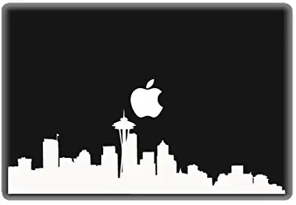 Seattle City Skyline - Vinyl 12" wide (color: WHITE) decal laptop tablet skateboard car windows sticker