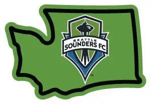 Seattle Sounders Sticker | Washington WA State Shaped || Apply to Mug Phone Laptop Water Bottle Decal Cooler Bumper | Green Logo Space Needle MLS Cup Champion Soccer 2019 Seahawks Mt Rainer Puget