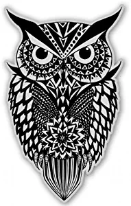AK Wall Art Owl Tribal Black White Vinyl Sticker - Car Window Bumper Laptop - Select Size
