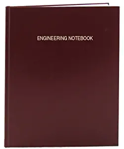 BookFactory Burgundy Engineering Notebook - 96 Pages (.25" Engineering Grid Format), 8 7/8" x 11 1/4", Engineering Lab Notebook, Burgundy Cover, Smyth Sewn Hardbound (EPRIL-096-LGS-LMT4)