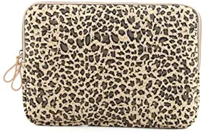 XSKN Yellow Leopard Spot Canvas Fabric Zipper Laptop Sleeve Case Cover for All 13 14 15 inch computers, Laptop bag FOR Macbook Air / Pro / Retina Laptops / Notebook (14 inch, for 14.1 inch laptop)