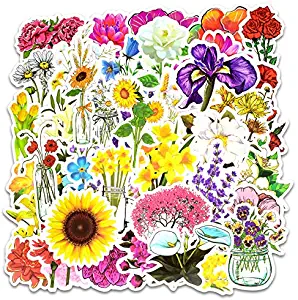 Cute VSCO Stickers Laptop Stickers Water Bottle Stickers Luggage Decal Graffiti Patches Skateboard Stickers No-Duplicate Sticker for Kids Teens Girls (50 Pcs Flower Style)