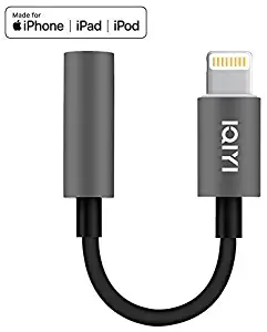IQIYI [Apple MFi Certified] Lightning to 3.5 mm Headphones Metal Case Jack Adapter Cable Upgrade Compatible iPhone 7/7 Plus / 8/8 Plus/X/XS/XR/11/11pro/11Pro max,Mic&Remo Music Control and Call