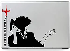 Imagnt Studio Spike Cowboy Bebop Spaceship Vinyl Decal for Laptop, Tablet, Notebook, car, auto, Wall, Window, Computer, Bumper Sticker. Choose Color&Size (7 inches Tall, Black & Red)