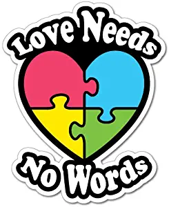 Autism Heart Love Needs No Words Sticker Decal Funny Car Prank Laptop